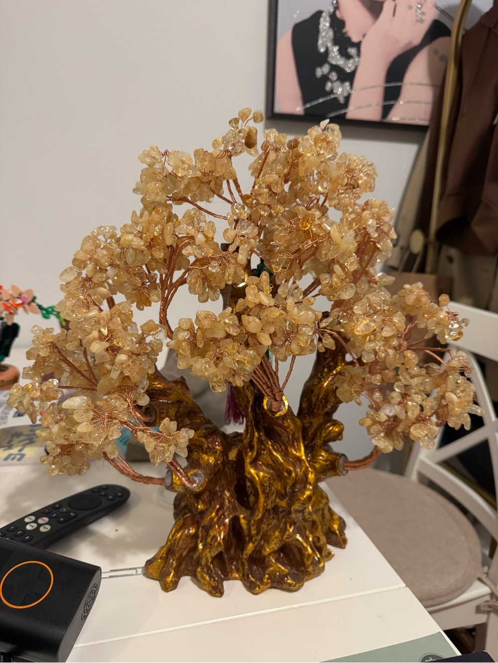 Golden Crystal Gemstone Citrine Money Tree - Gold Accent Home Accent
